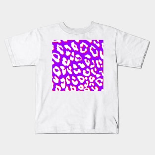 White Leopard Print Purple Pink Kids T-Shirt